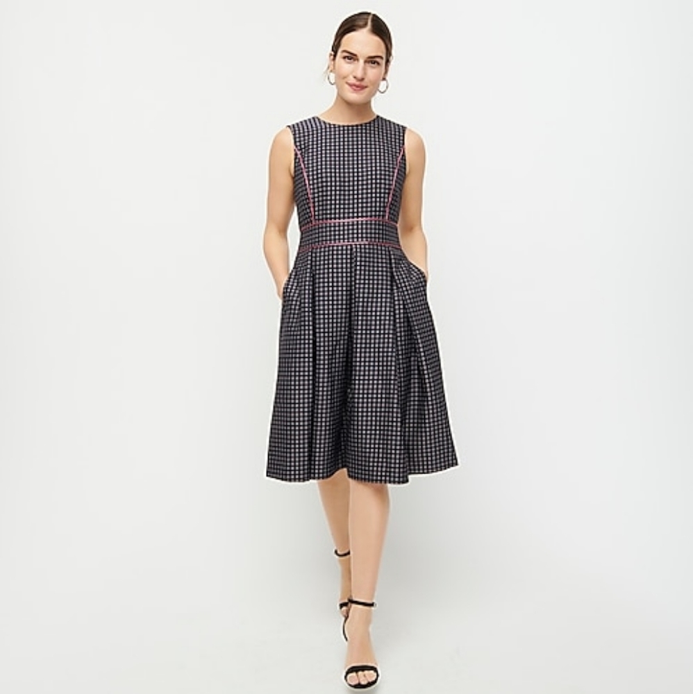 J.Crew Pleated Full Skirt Jacquard Dress in size 8